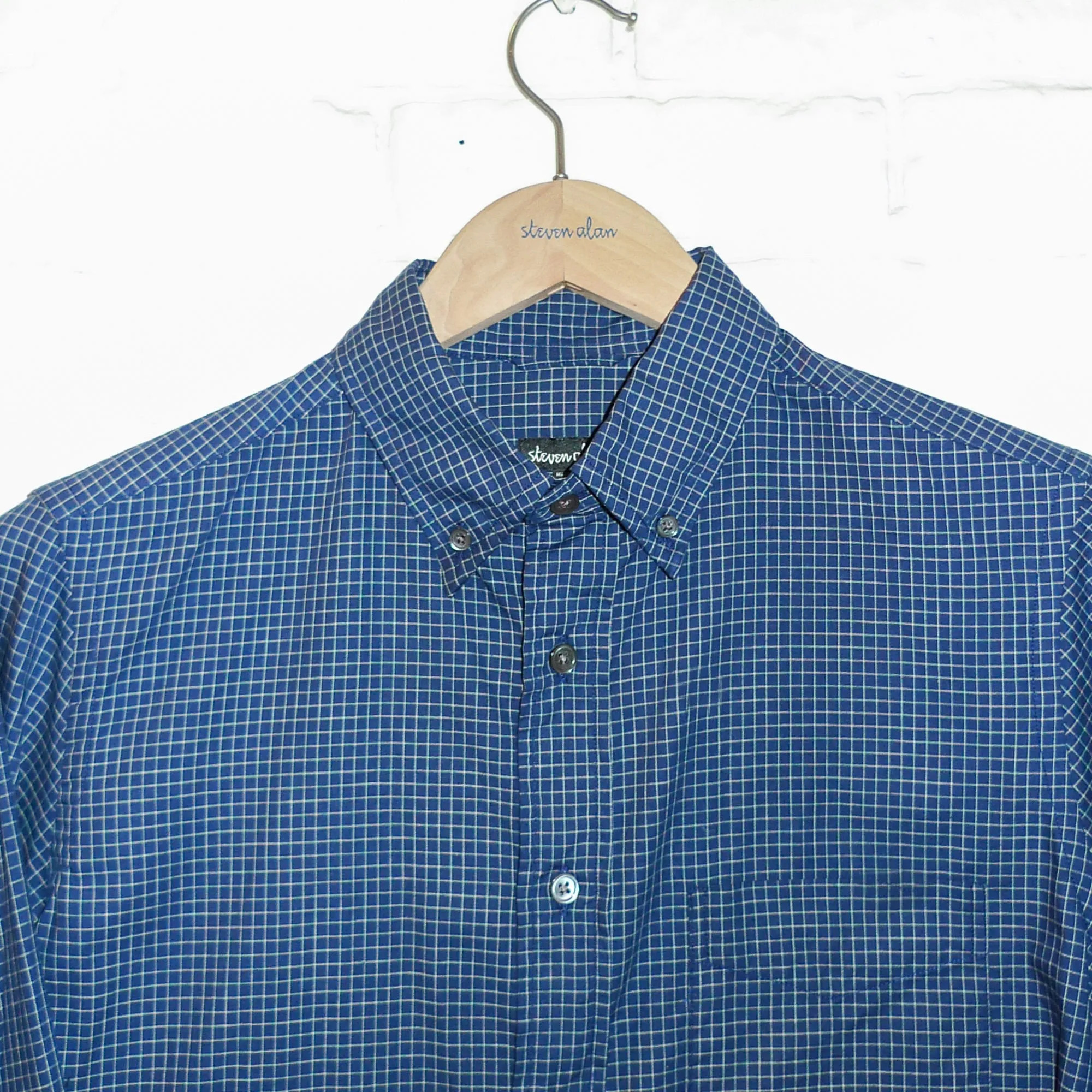 The Collegiate Shirt, Navy Windowpane sold by Steven Alan product image thumbnail 3