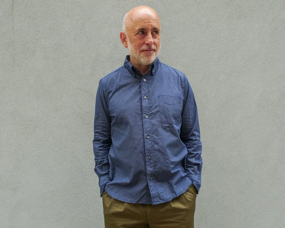 The Collegiate Shirt, Navy Windowpane sold by Steven Alan