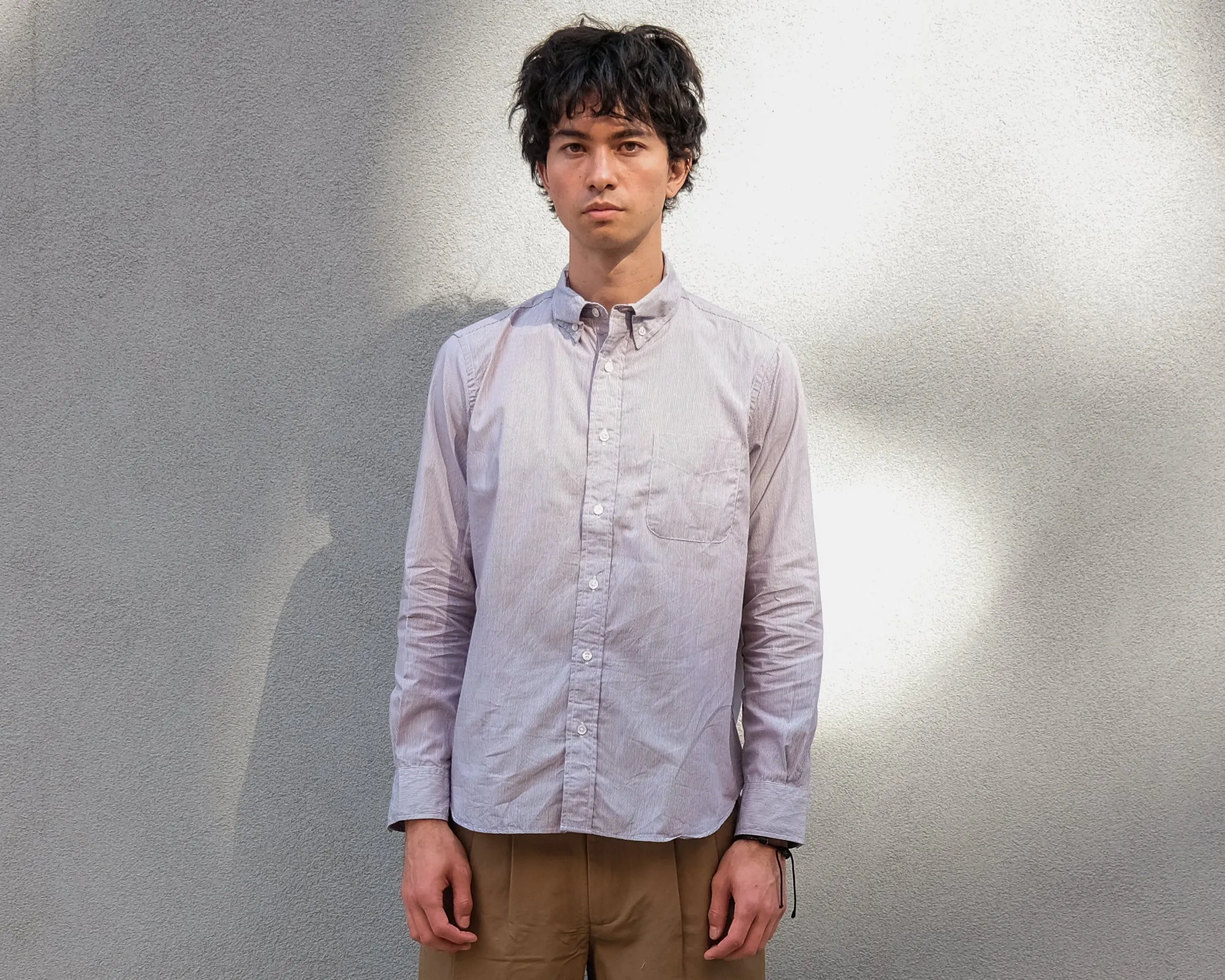 The Collegiate Shirt, Brown Mini Stripe sold by Steven Alan