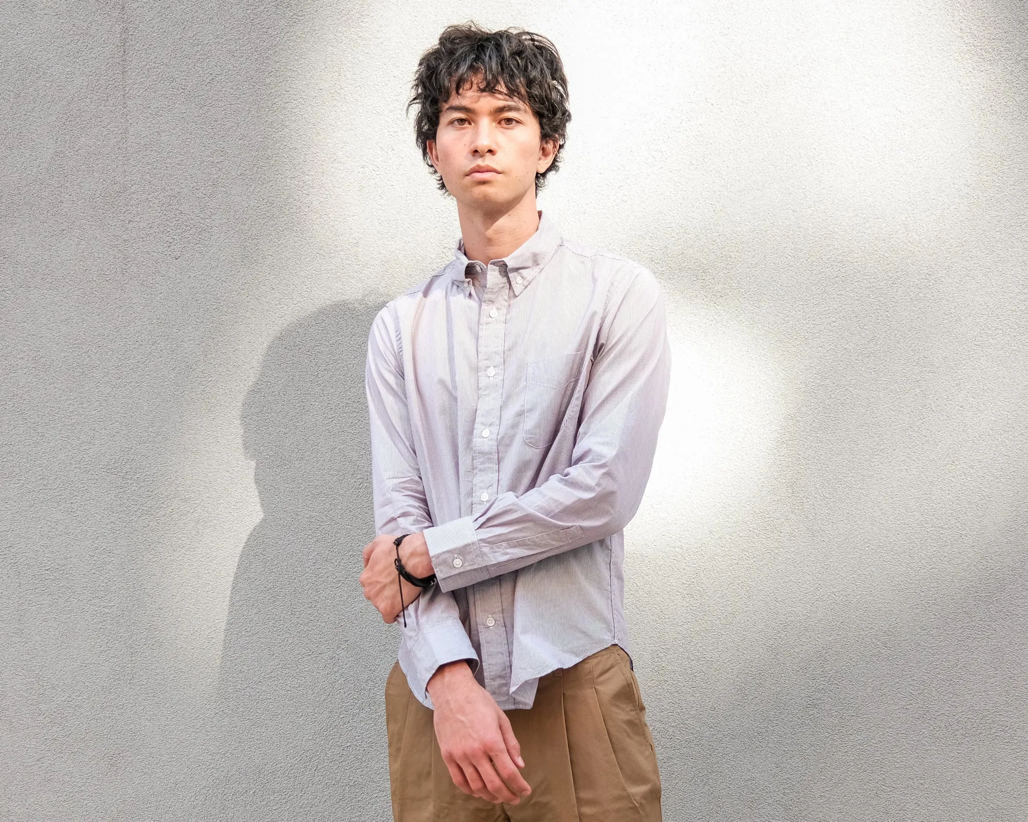 The Collegiate Shirt, Brown Mini Stripe sold by Steven Alan product image thumbnail 3