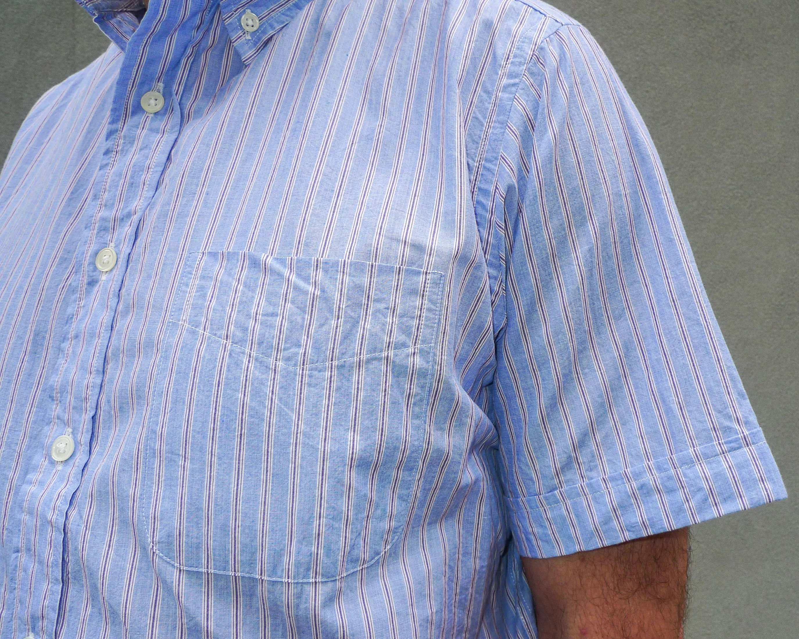 The Collegiate Short Sleeve Shirt, Blue/Navy/White Stripe sold by Steven Alan product image thumbnail 2