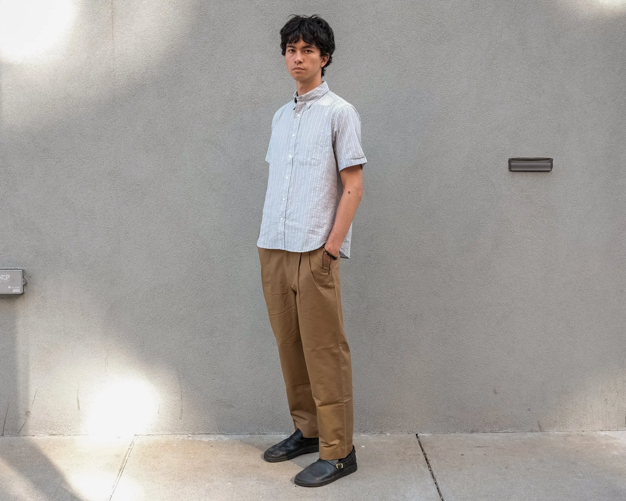 The Collegiate Short Sleeve Shirt, Blue/Ivory Stripe sold by Steven Alan product image thumbnail 4