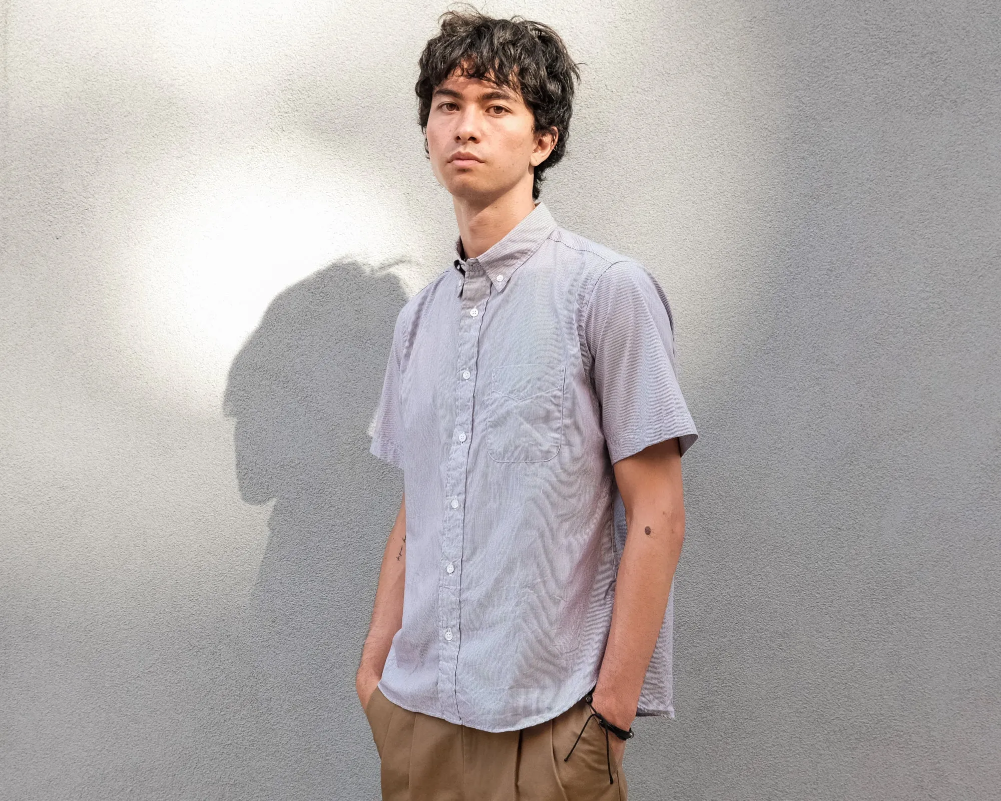 The Collegiate Short Sleeve Shirt, Brown Mini Stripe sold by Steven Alan product image thumbnail 3