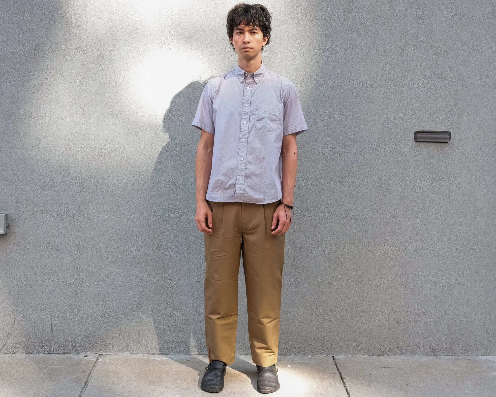 The Collegiate Short Sleeve Shirt, Brown Mini Stripe sold by Steven Alan product image thumbnail 4