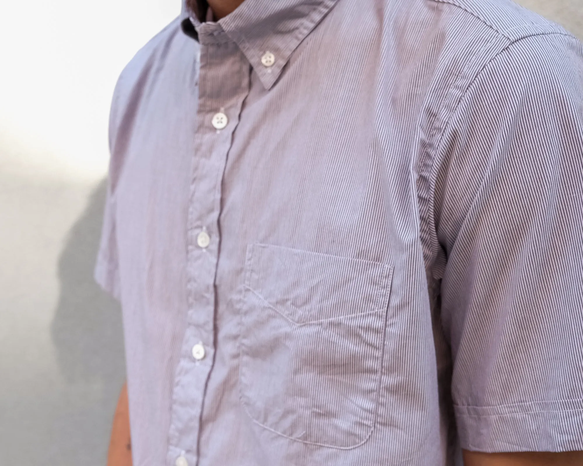 The Collegiate Short Sleeve Shirt, Brown Mini Stripe sold by Steven Alan product image thumbnail 2