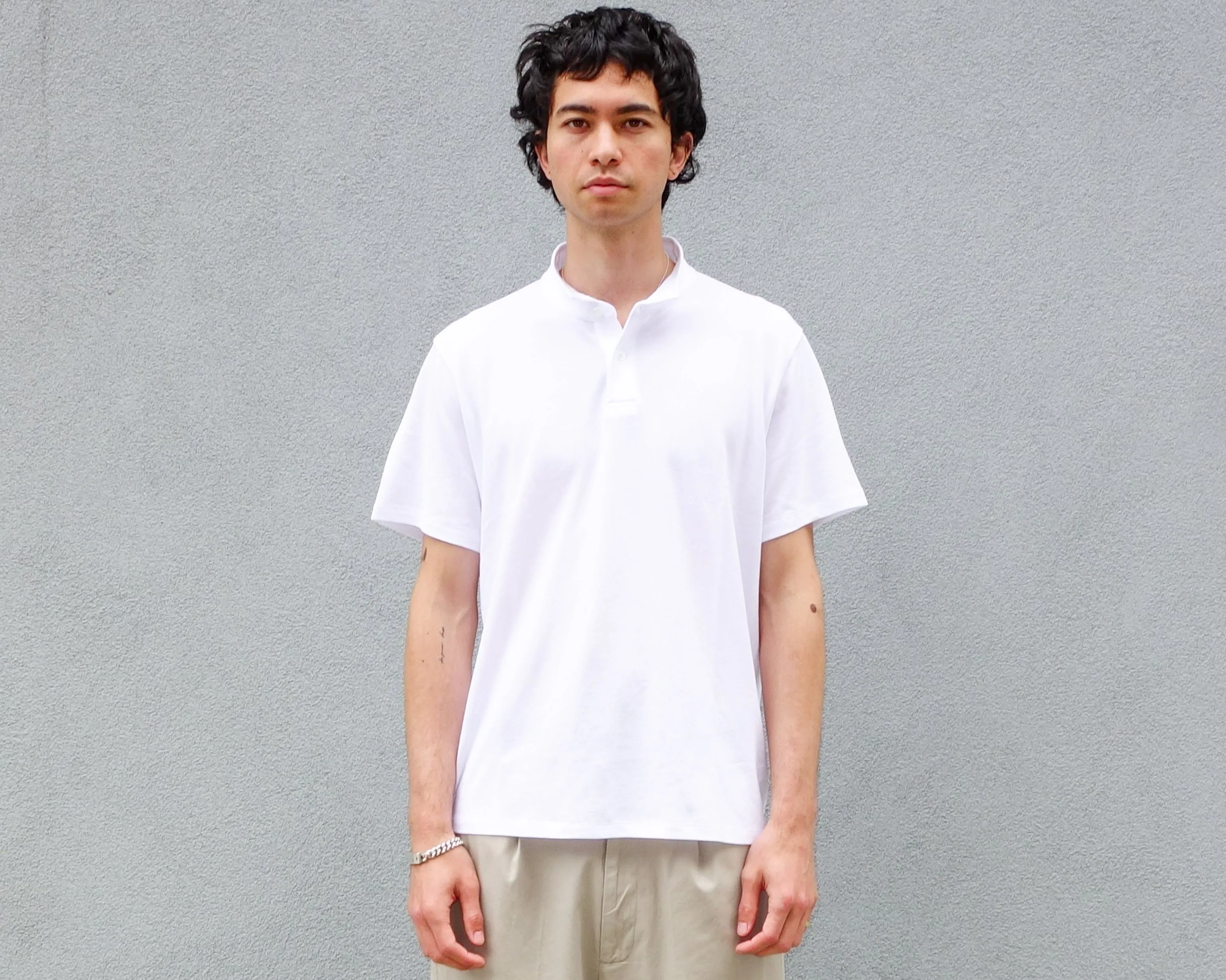 The Cropped Collar Polo, White sold by Steven Alan