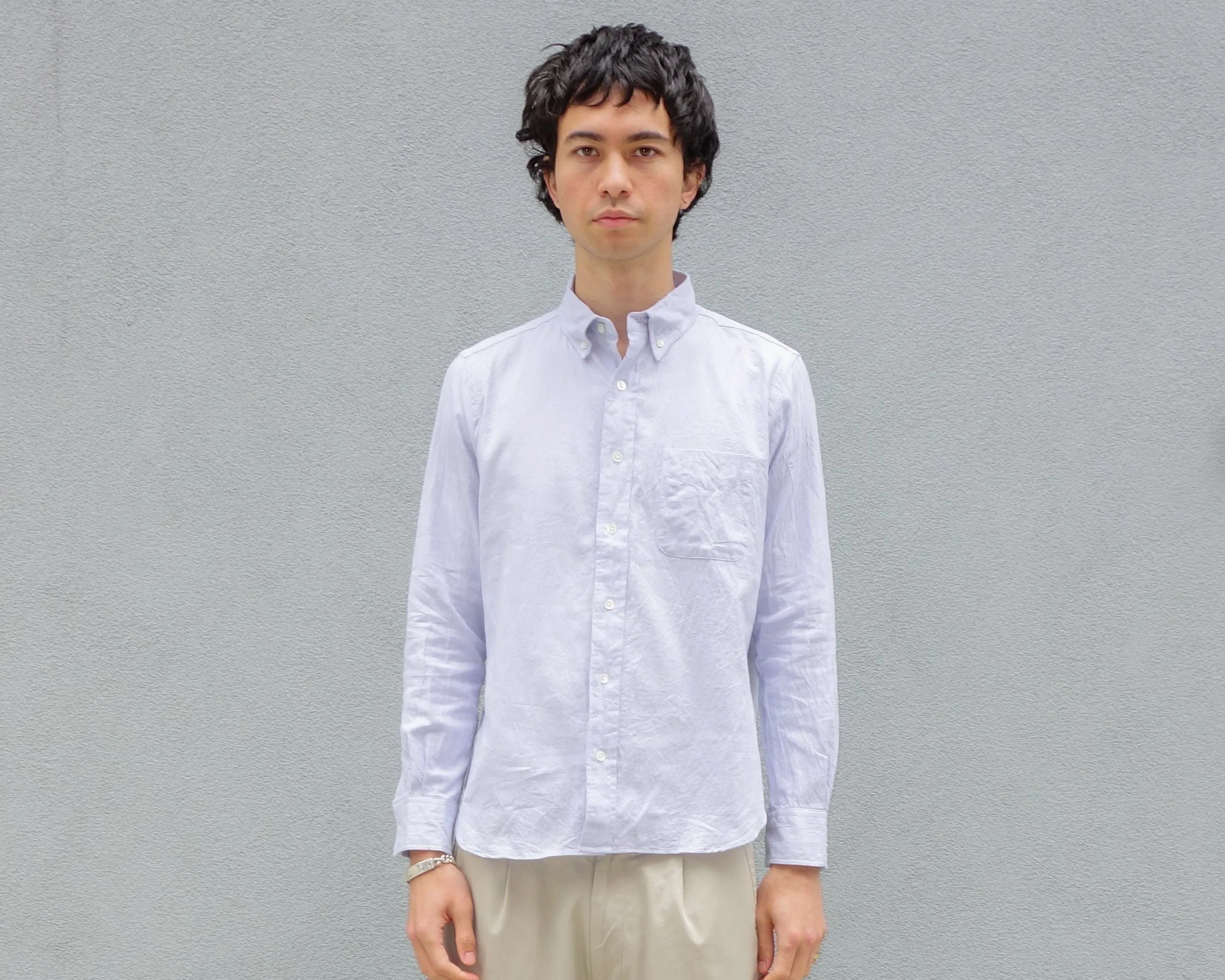 The Collegiate Shirt, Gray Dry Weave sold by Steven Alan