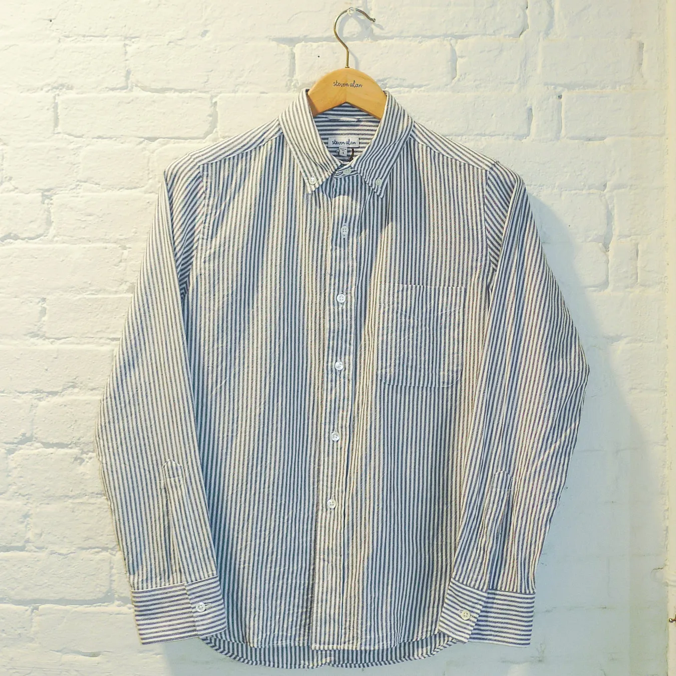 The Collegiate Shirt, Gray Stripe Dry Weave sold by Steven Alan product image thumbnail 2