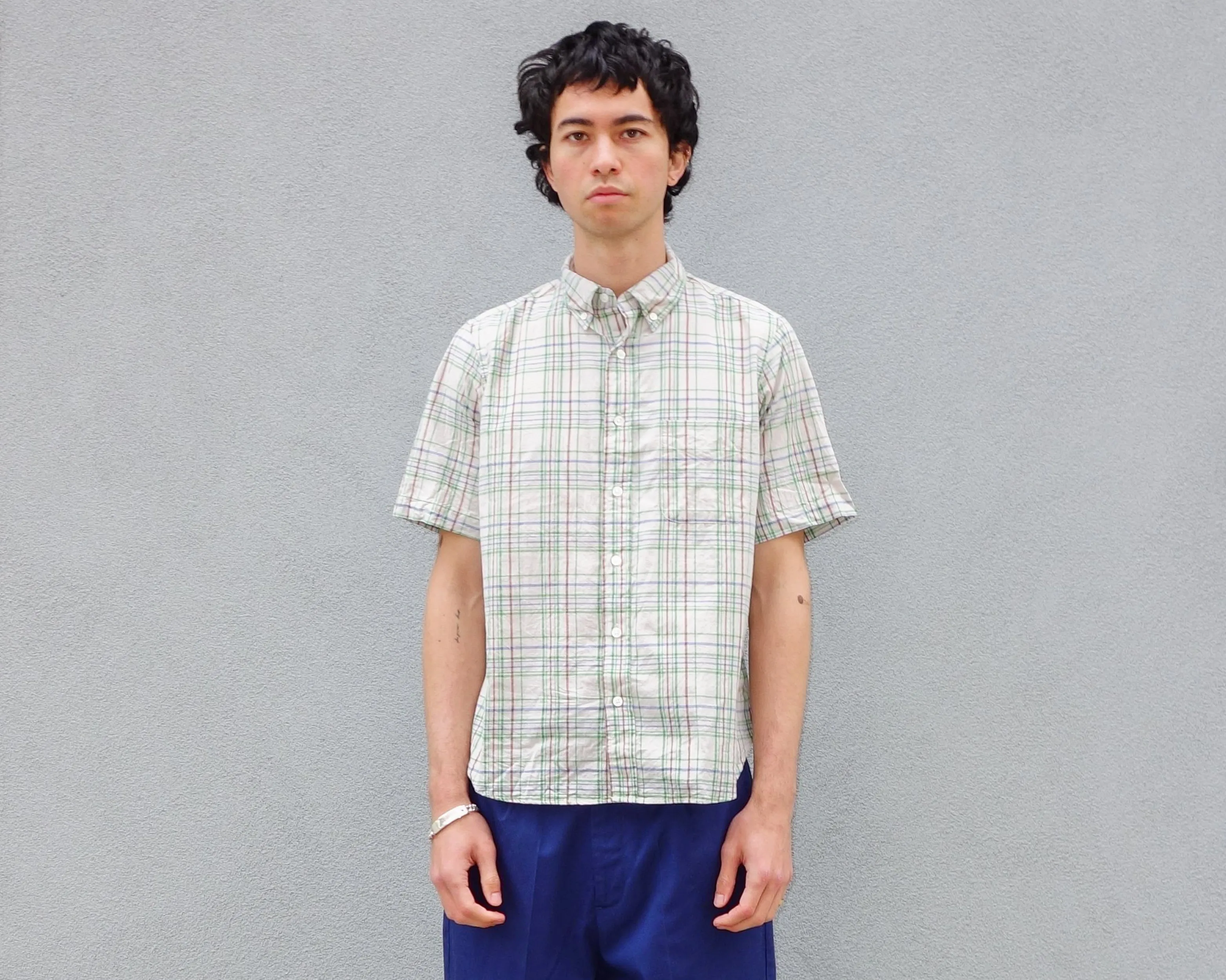 The Collegiate Short Sleeve Shirt, Madras Rust sold by Steven Alan