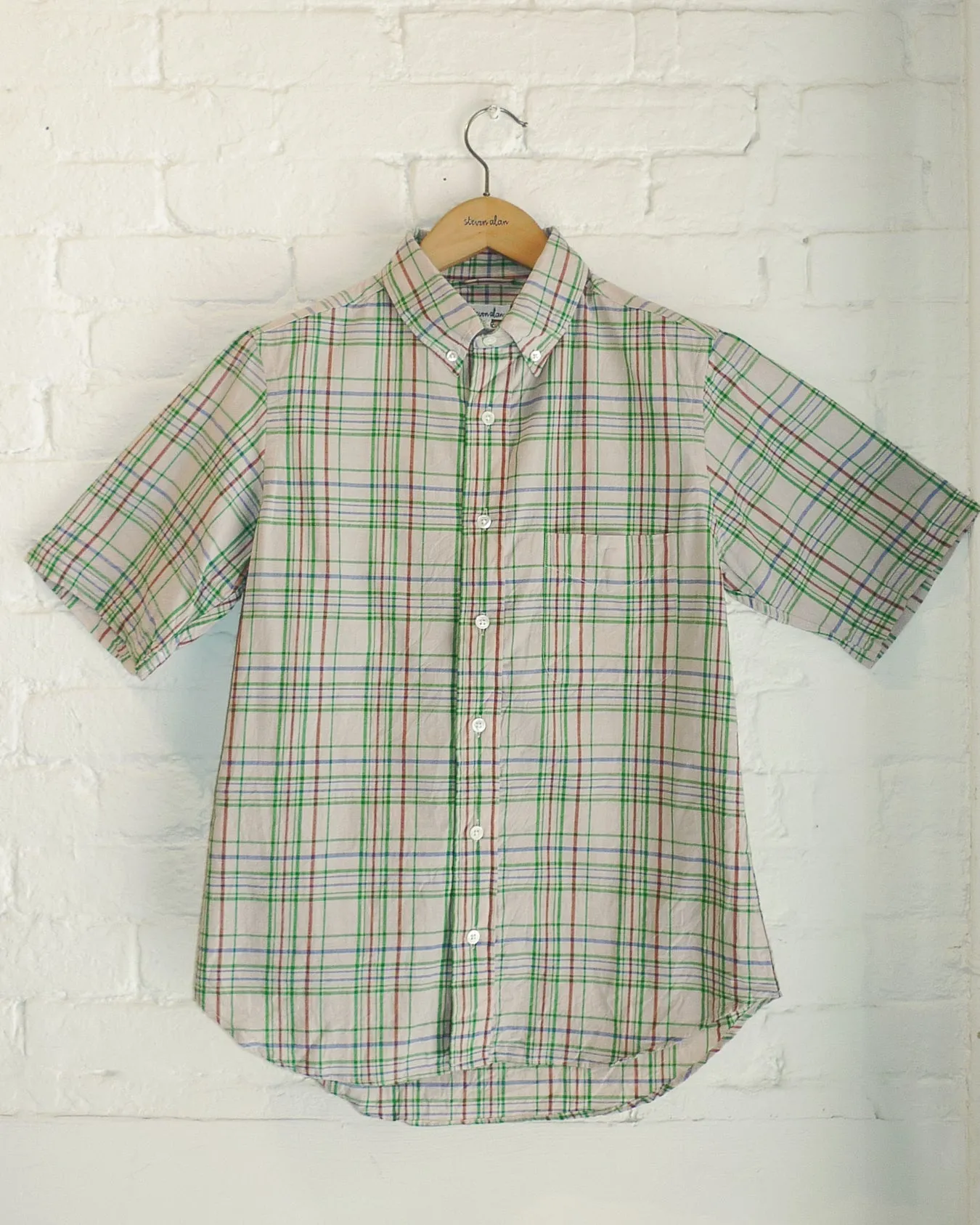 The Collegiate Short Sleeve Shirt, Madras Rust sold by Steven Alan product image thumbnail 2