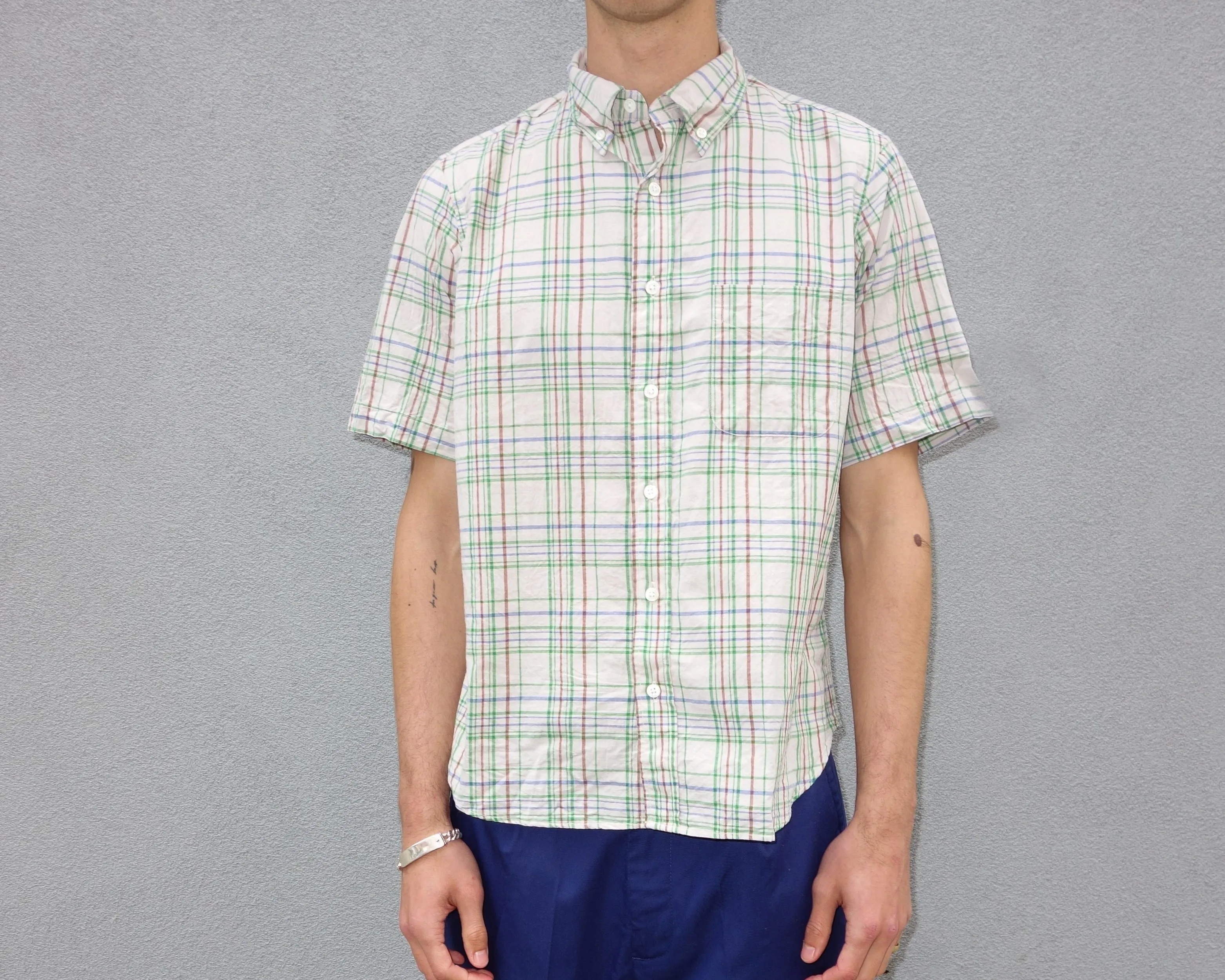 The Collegiate Short Sleeve Shirt, Madras Rust sold by Steven Alan product image thumbnail 3
