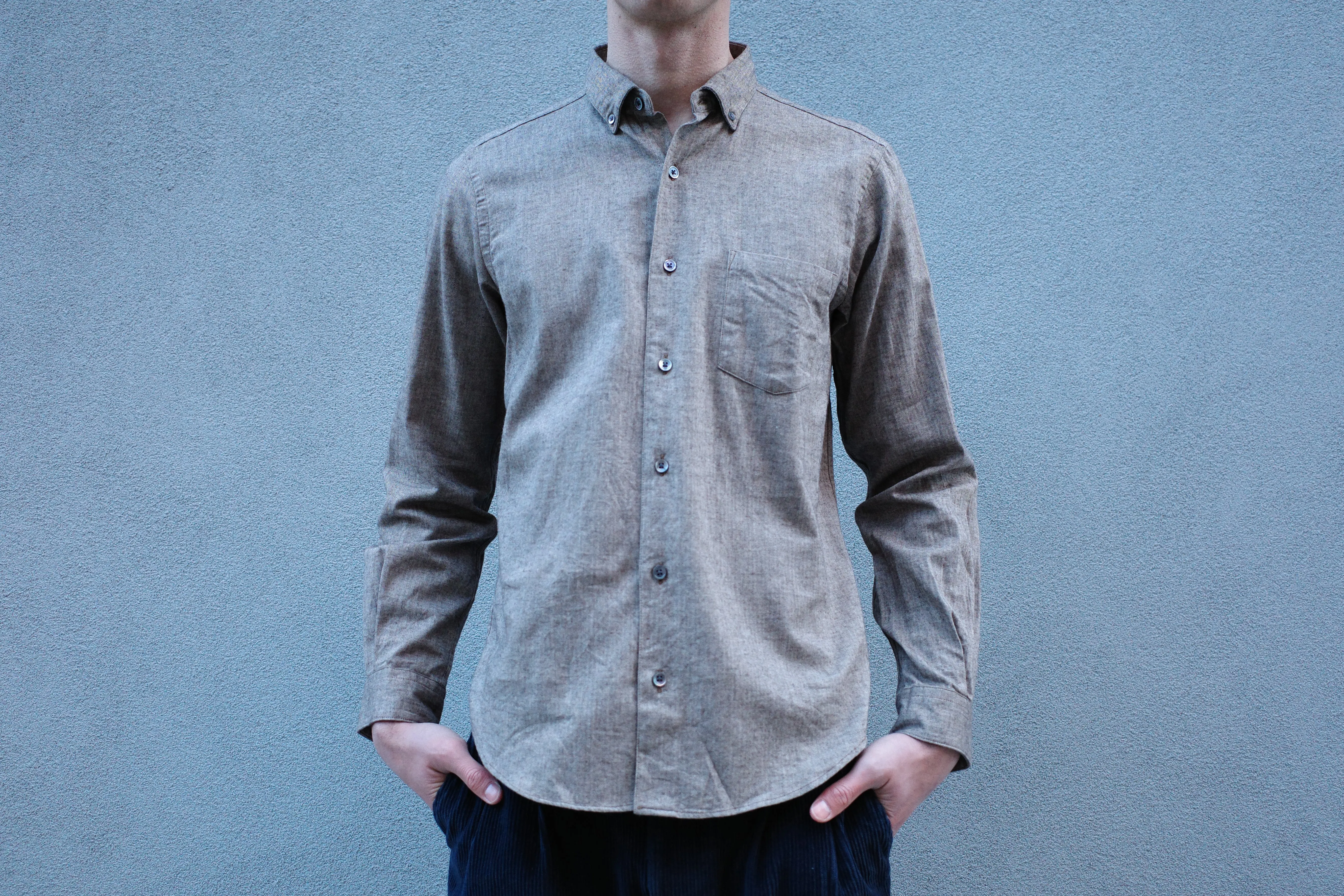 The Single Needle Shirt, Chocolate Herringbone sold by Steven Alan product image thumbnail 2