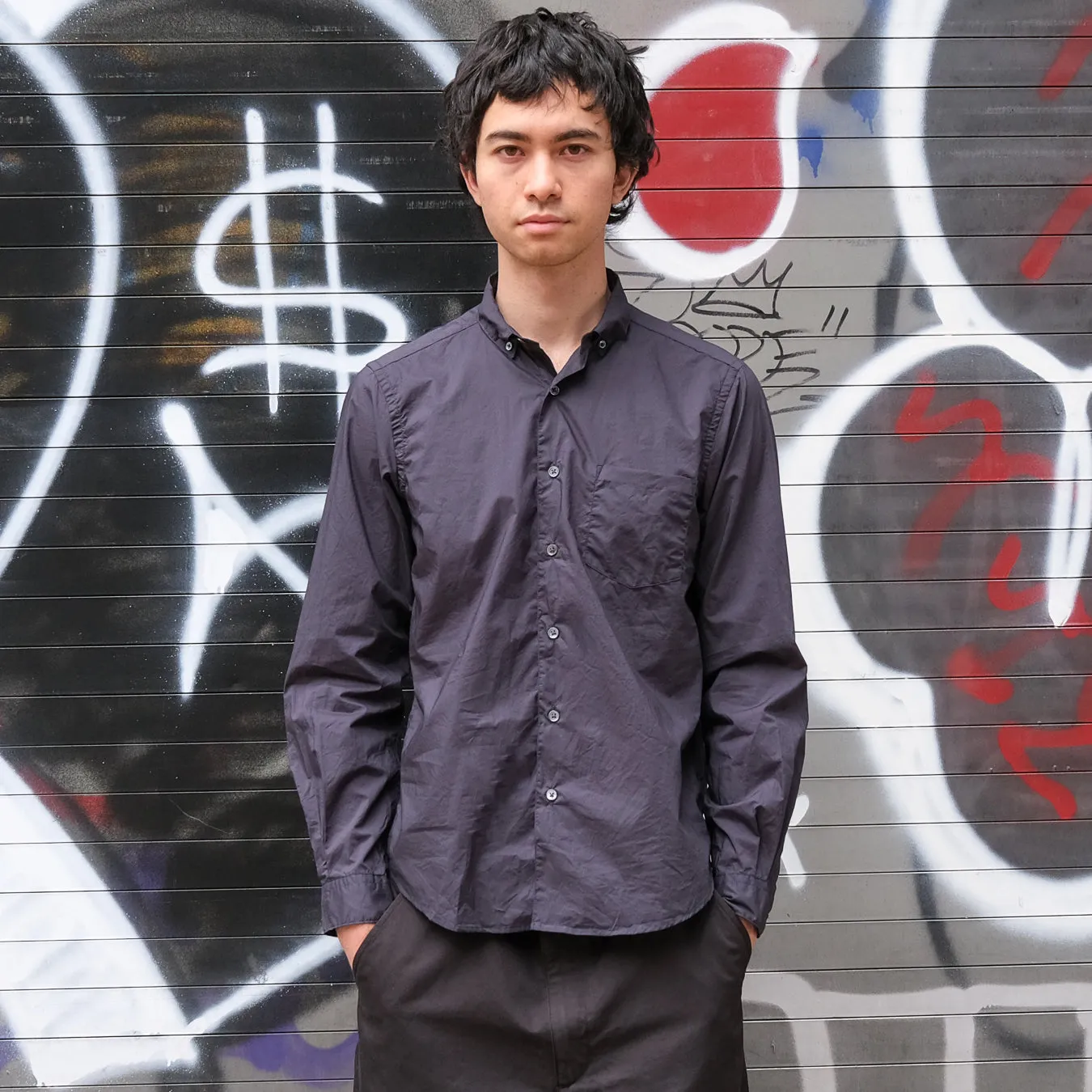 The Single Needle Shirt, Anthracite sold by Steven Alan