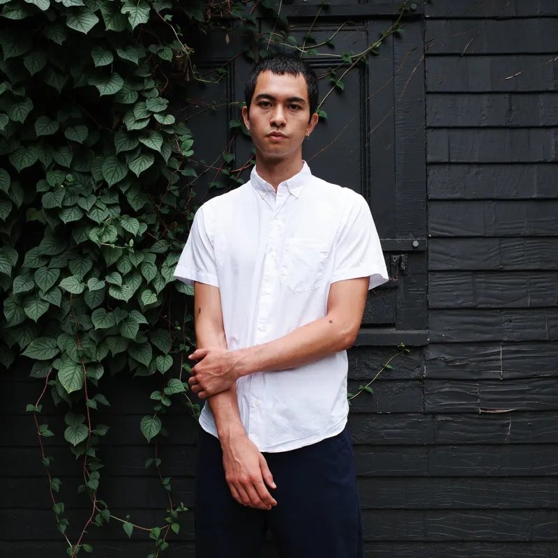 Short Sleeve Single Needle Shirt, Pink Windowpane sold by Steven Alan