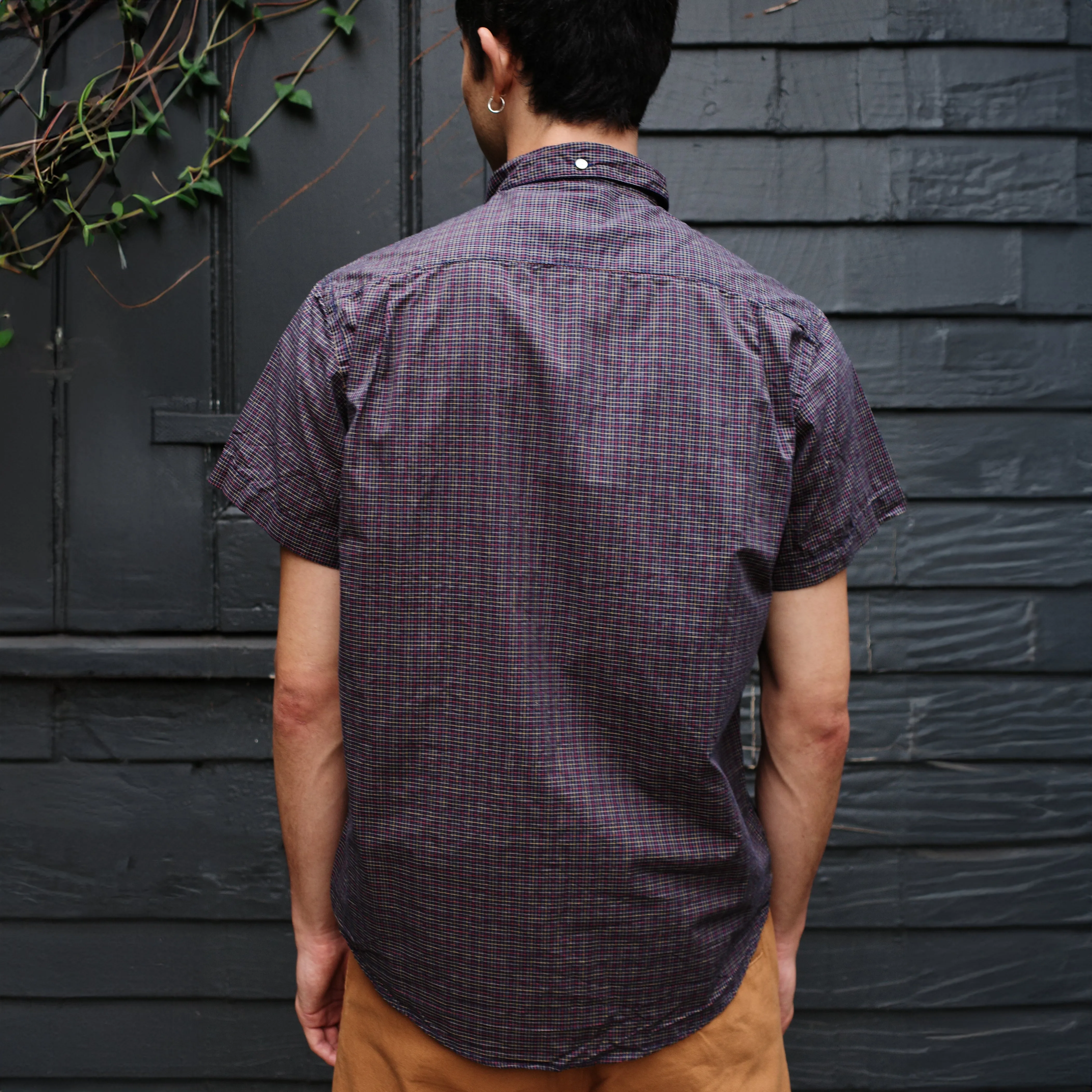 Short Sleeve Single Needle Shirt, Navy Micro Gingham sold by Steven Alan product image thumbnail 2