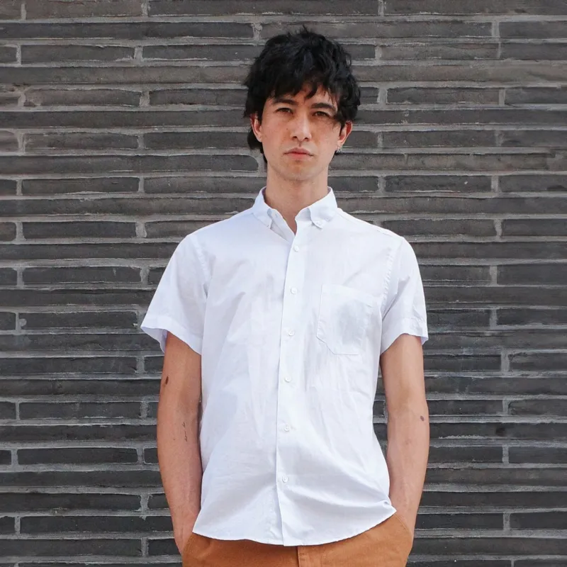 Short Sleeve Single Needle Shirt, Blue Micro Stripe sold by Steven Alan