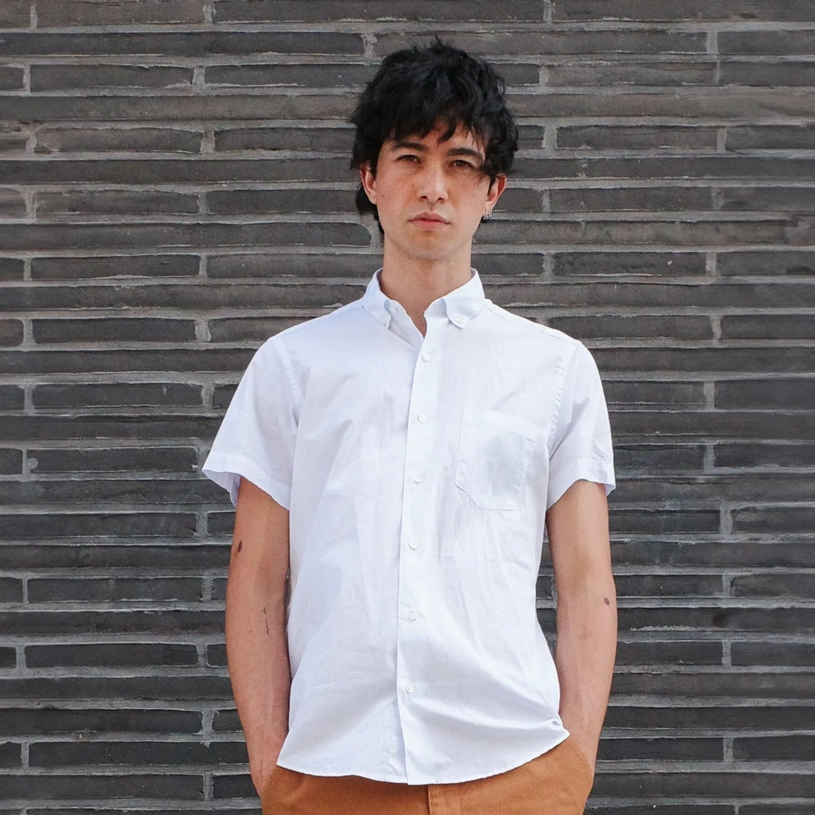 Short Sleeve Single Needle Shirt, Blue Micro Stripe sold by Steven Alan