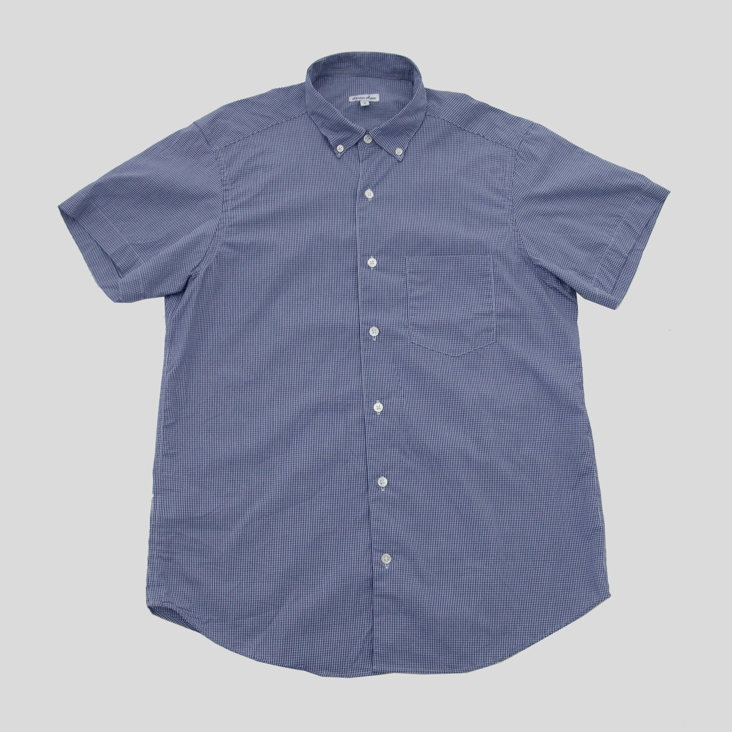 Short Sleeve Single Needle Shirt, Micro Gingham Blue sold by Steven Alan product image thumbnail 2