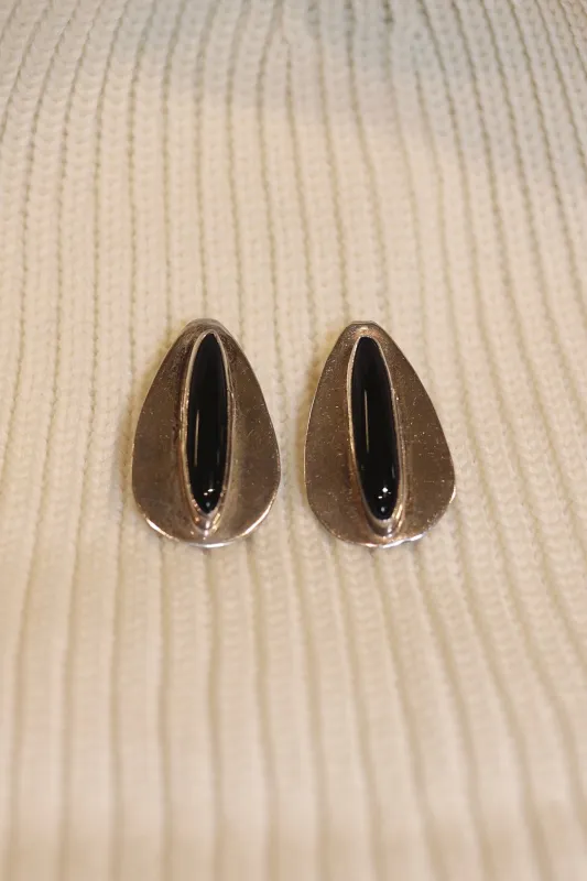 Vintage sterling silver earrings with onyx sold by Steven Alan