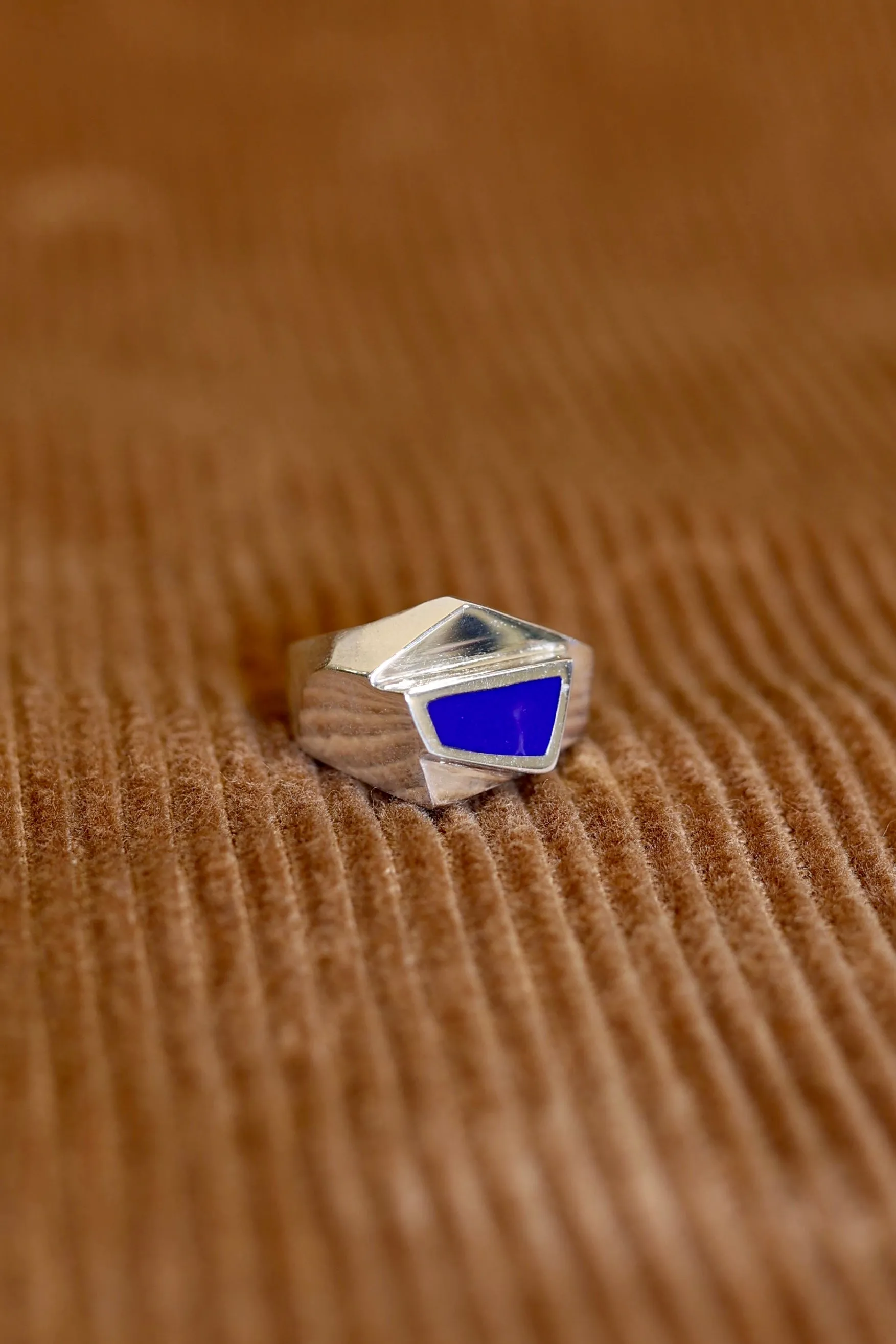 Silver and Lapis Geometric Ring sold by Steven Alan product image thumbnail 2
