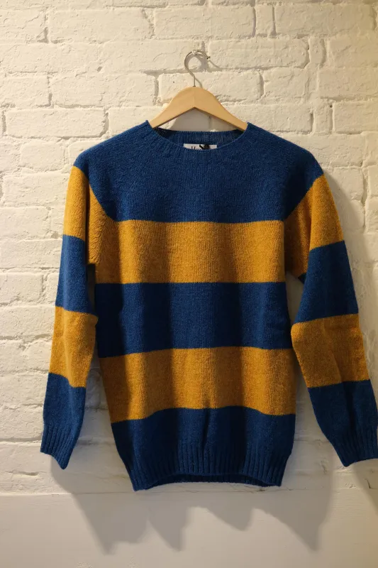 Block Stripe Crew Neck made by Harley of Scotland