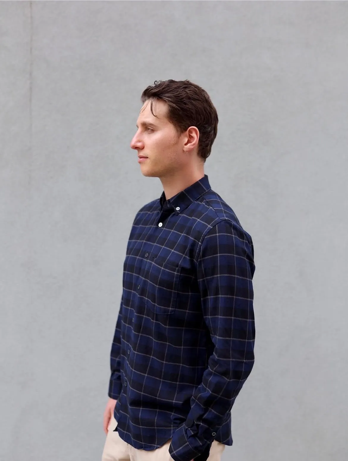 The Single Needle Shirt, Dark Blue Plaid sold by Steven Alan product image thumbnail 3
