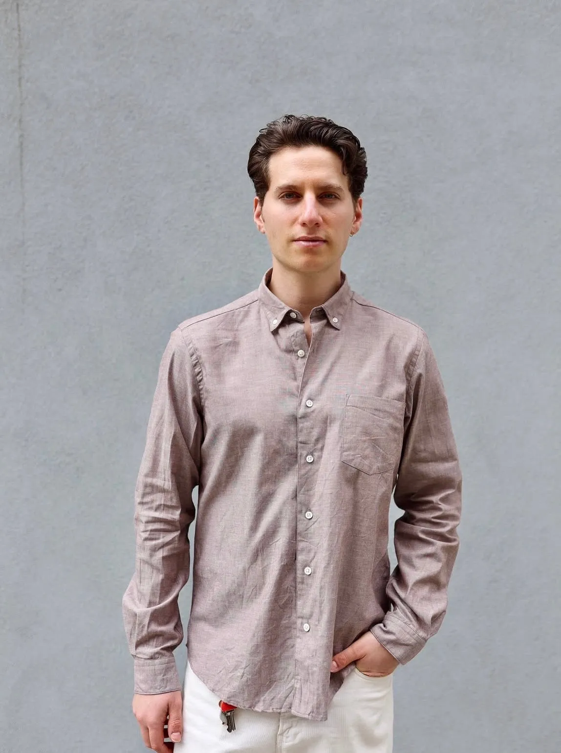 The Single Needle Shirt, Brown Chambray sold by Steven Alan