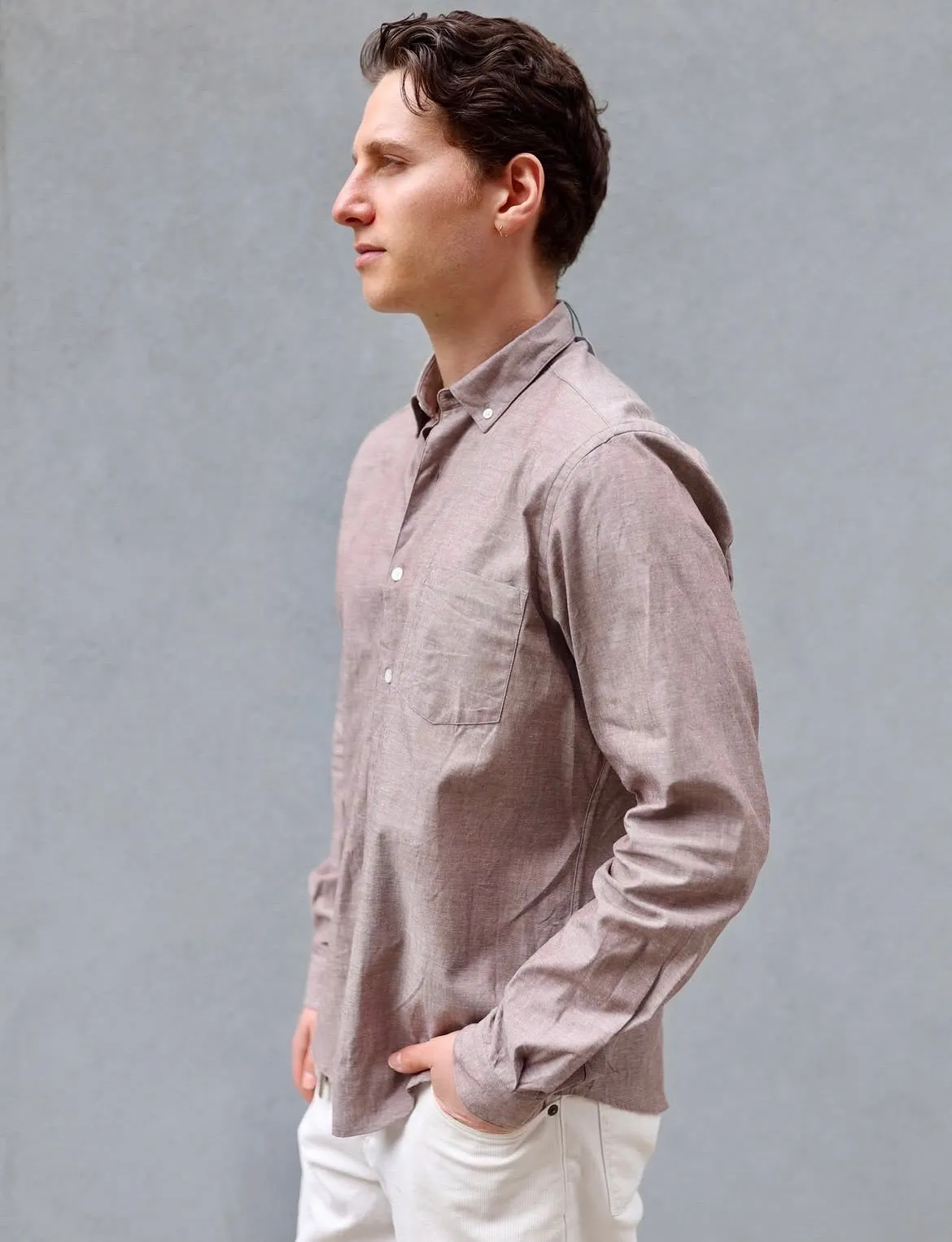 The Single Needle Shirt, Brown Chambray sold by Steven Alan product image thumbnail 3