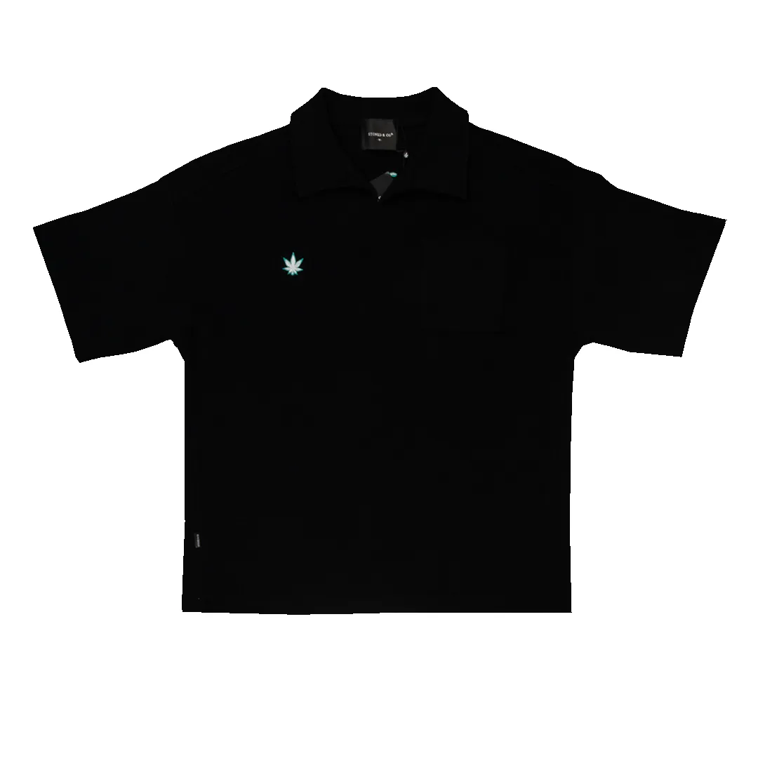 Stoned Blessed : Waffle Open Collar Tee Black sold by Stone & Co. product image thumbnail 2