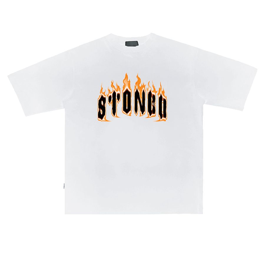 Stoned Voice : Flame Tee White sold by Stone & Co.