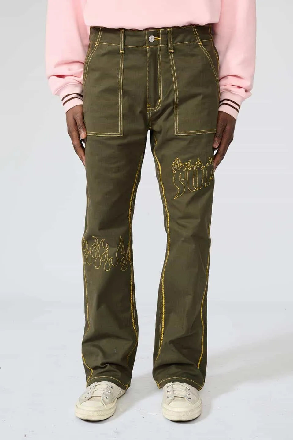 Supplier : Stitch Flare Pants Khaki sold by Stone & Co. product image thumbnail 3