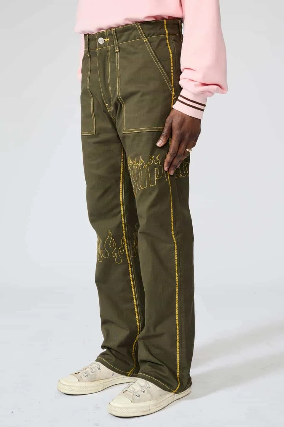 Supplier : Stitch Flare Pants Khaki sold by Stone & Co. product image thumbnail 4