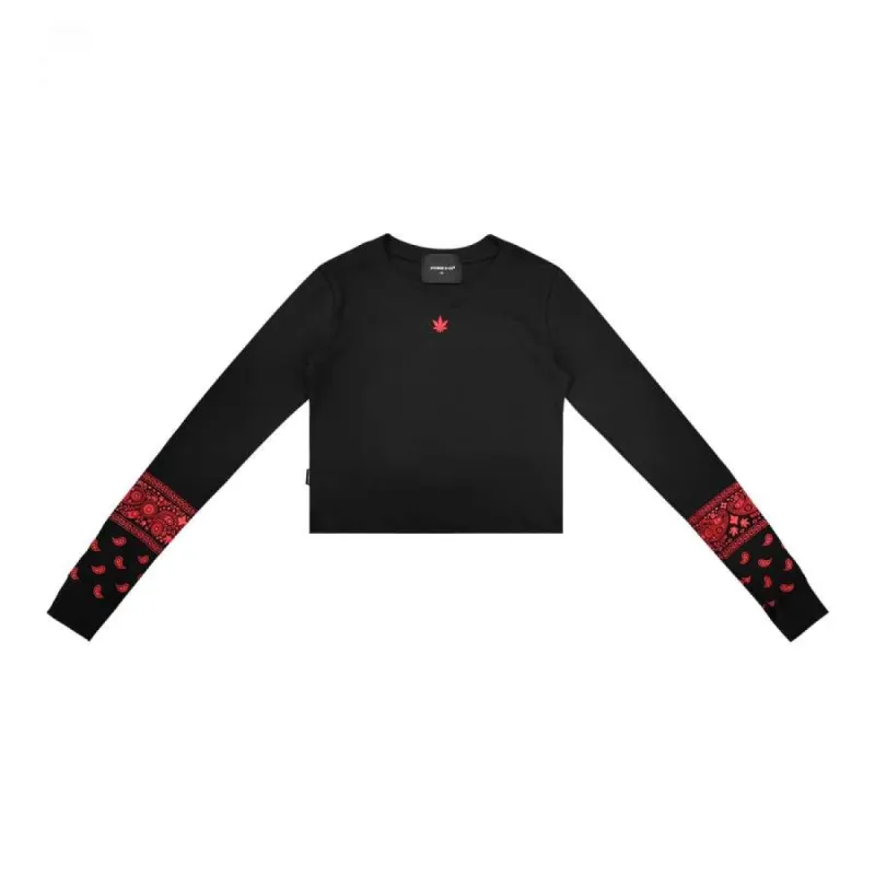 PARADISE WOMEN L/S CROP TOP BLACK sold by Stone & Co.