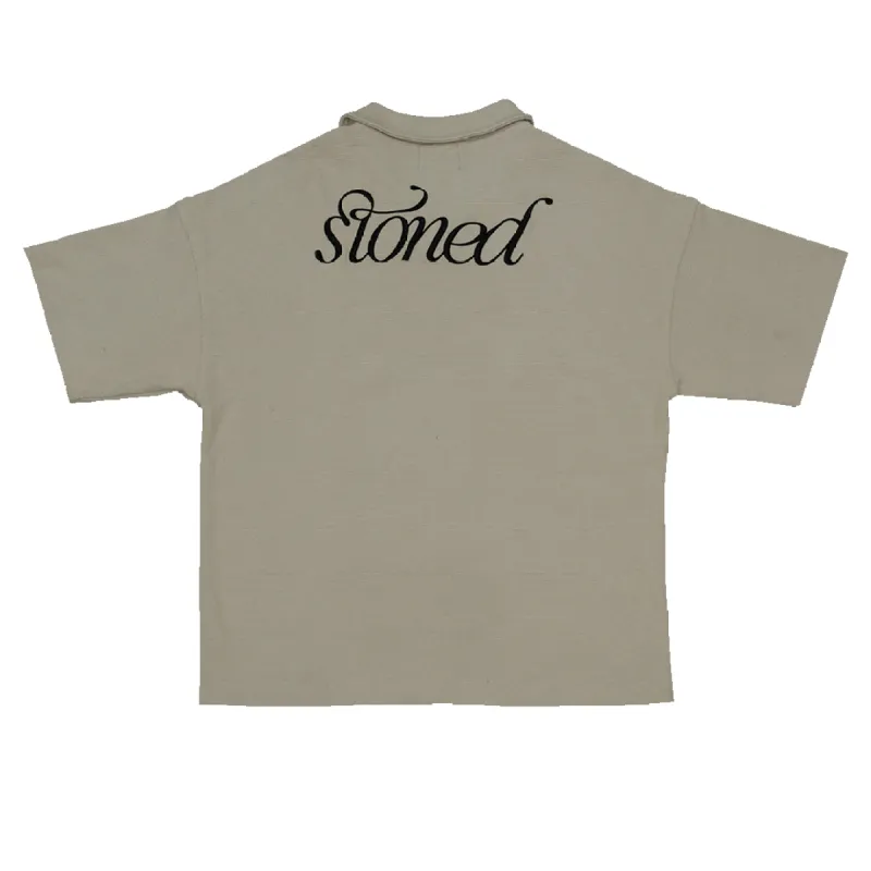 Stoned Blessed : Waffle Open Collar Tee Beige sold by Stone & Co.