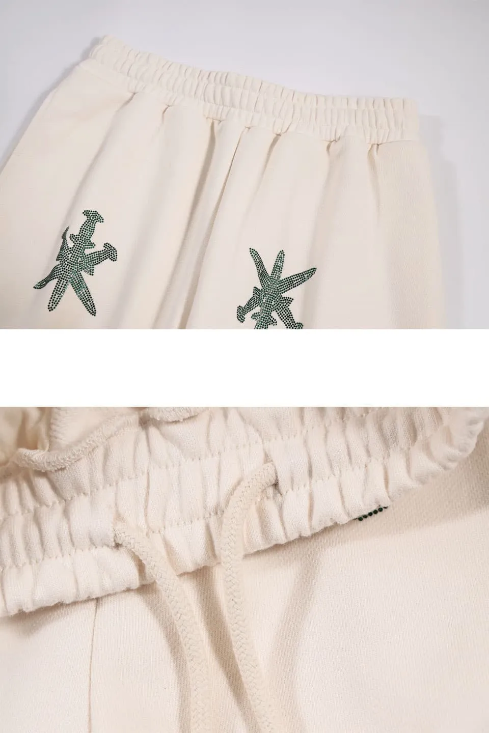 Unknown : Cream & Green Dagger Rhinestone Joggers sold by Stone & Co. product image thumbnail 3