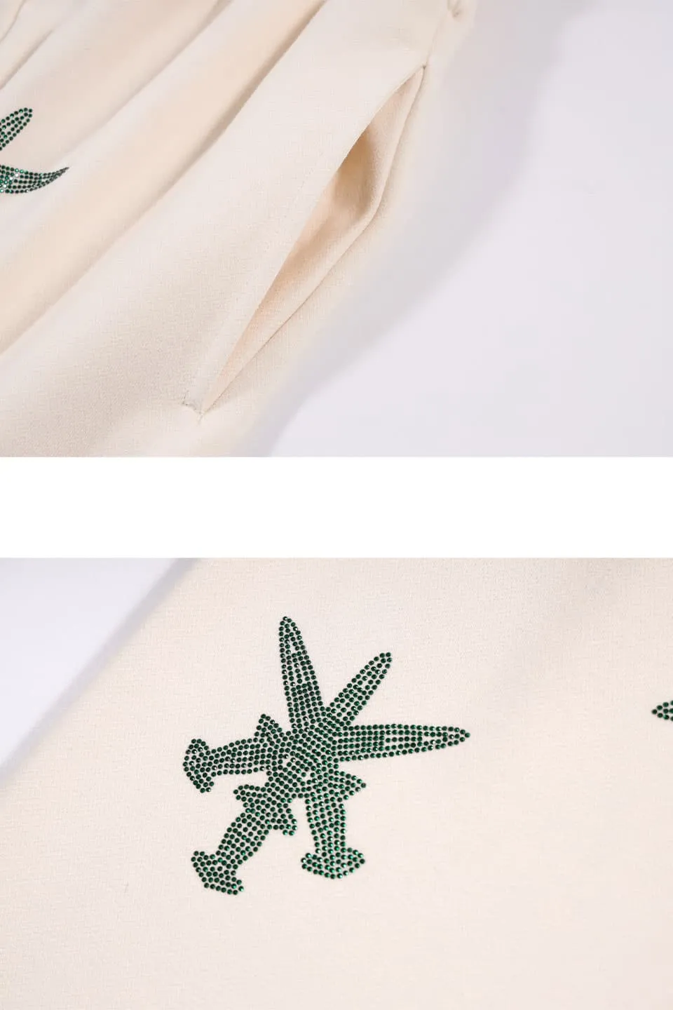 Unknown : Cream & Green Dagger Rhinestone Joggers sold by Stone & Co. product image thumbnail 4