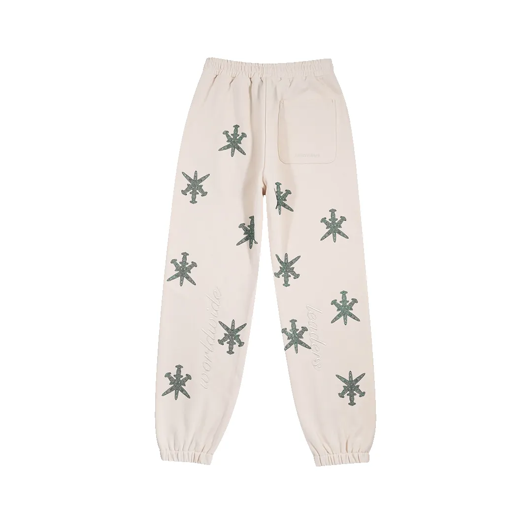 Unknown : Cream & Green Dagger Rhinestone Joggers sold by Stone & Co. product image thumbnail 2