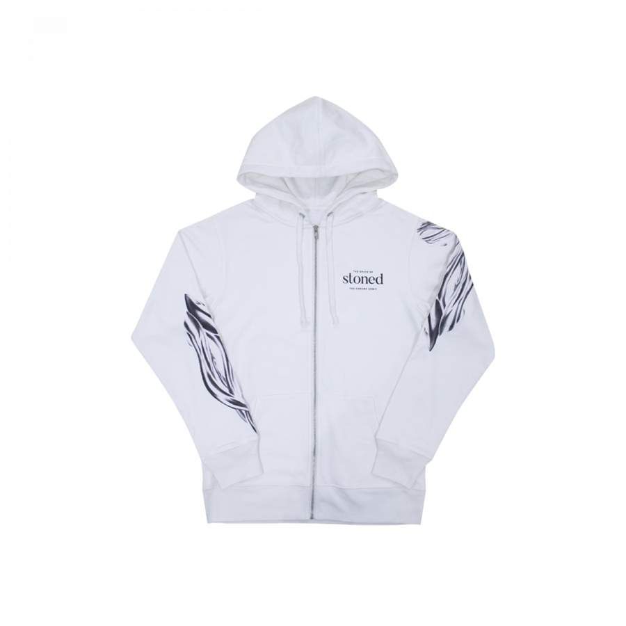 CHROME FIRE ZIP-UP HOODIE WHITE sold by Stone & Co.