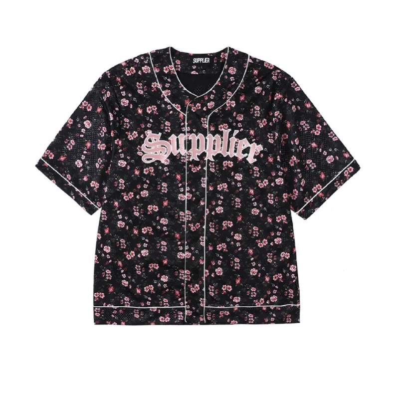 Supplier : Flower Mesh Baseball Shirt Black sold by Stone & Co.