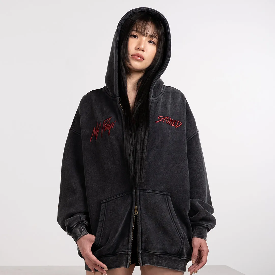 Stoned x Ms Puiyi : Hotter Than Hell Zipped Hoodie Black sold by Stone & Co. product image thumbnail 4