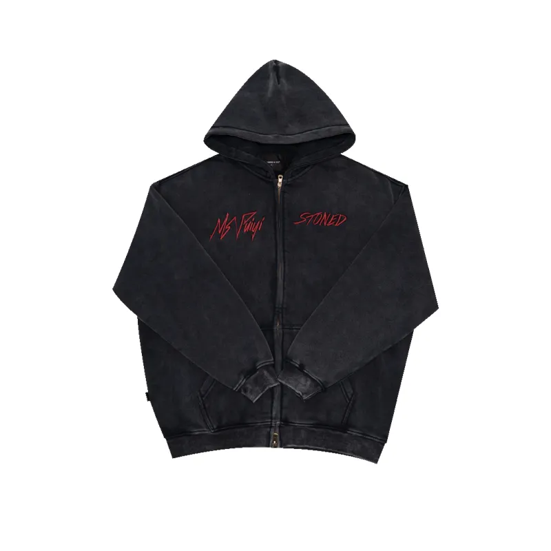Stoned x Ms Puiyi : Hotter Than Hell Zipped Hoodie Black sold by Stone & Co.