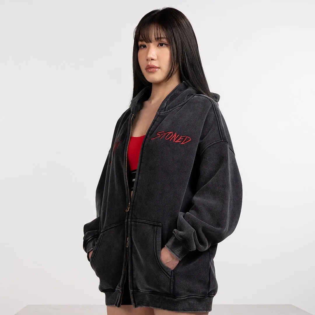 Stoned x Ms Puiyi : Hotter Than Hell Zipped Hoodie Black sold by Stone & Co. product image thumbnail 5