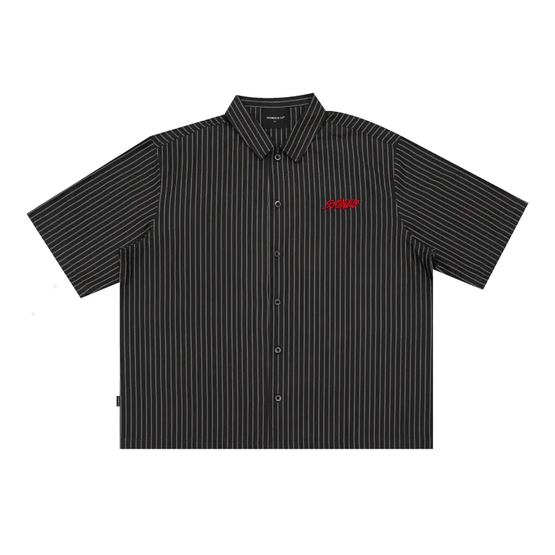 Dark Horse : Stripe Shirt S/S Black made by Stone & Co.