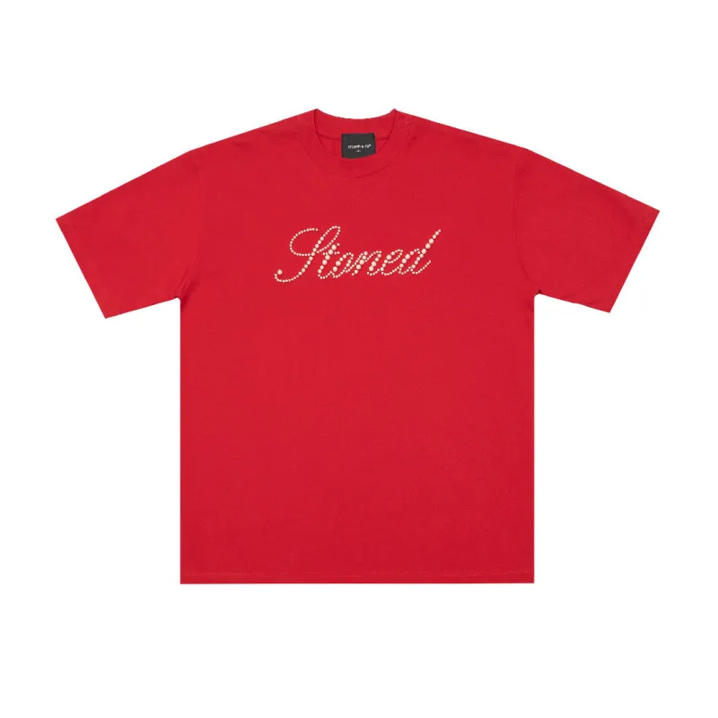 Blessed26 : Cursive Pearl Logo Tee Red made by Stone & Co.