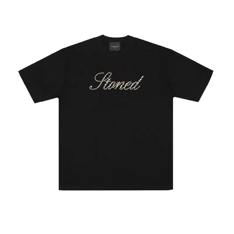 Blessed26 : Cursive Pearl Logo Tee Black made by Stone & Co.