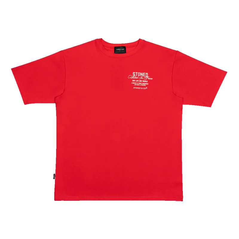 Stoned Universe : United In Peace Tee Red sold by Stone & Co.