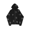 Unknown : Black Rhinestoned Cross Zip Hoodie sold by Stone & Co.
