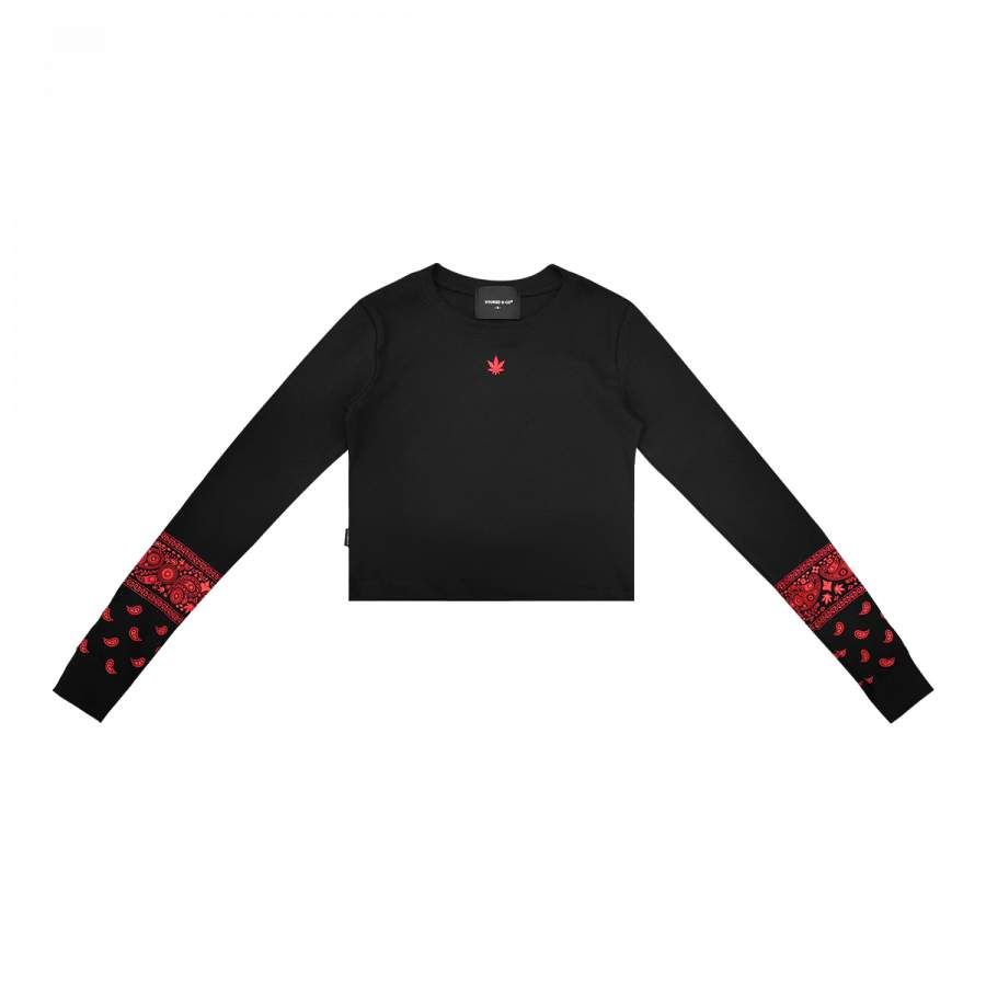 PARADISE WOMEN L/S CROP TOP BLACK sold by Stone & Co.