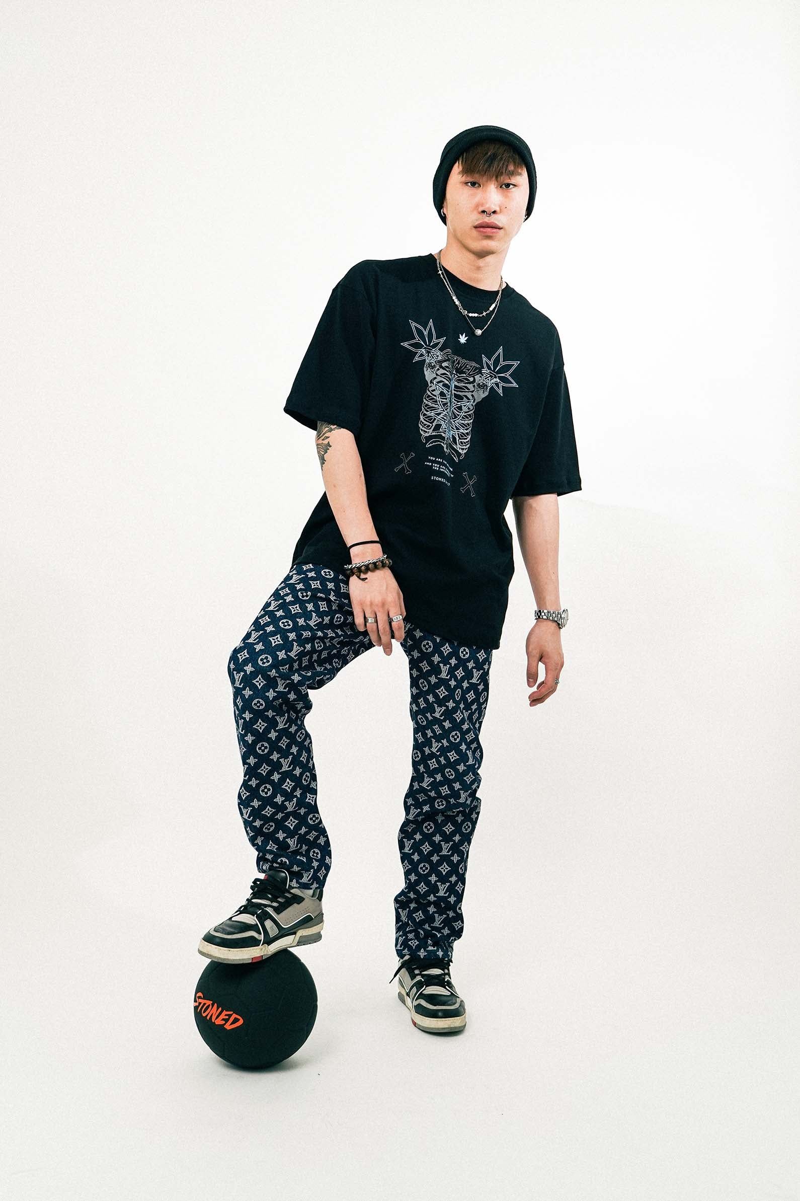 Happy Bones : Skeleton T-shirt Black sold by Stone & Co. product image thumbnail 3