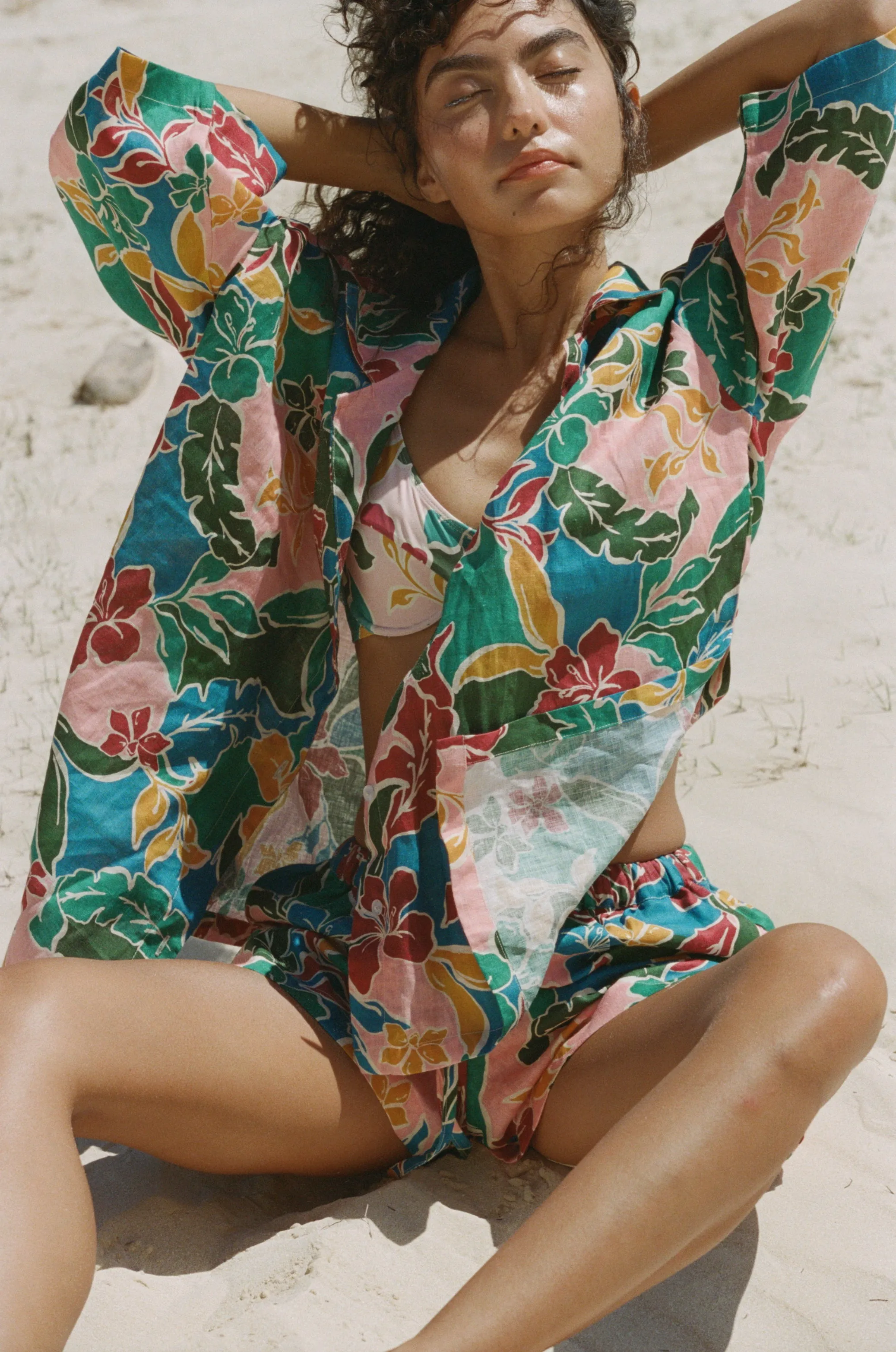 Zenni Linen Shirt - Fiesta Floral sold by Stone Fox Swim